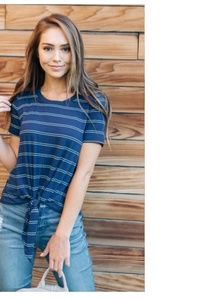 Cute tie front striped top